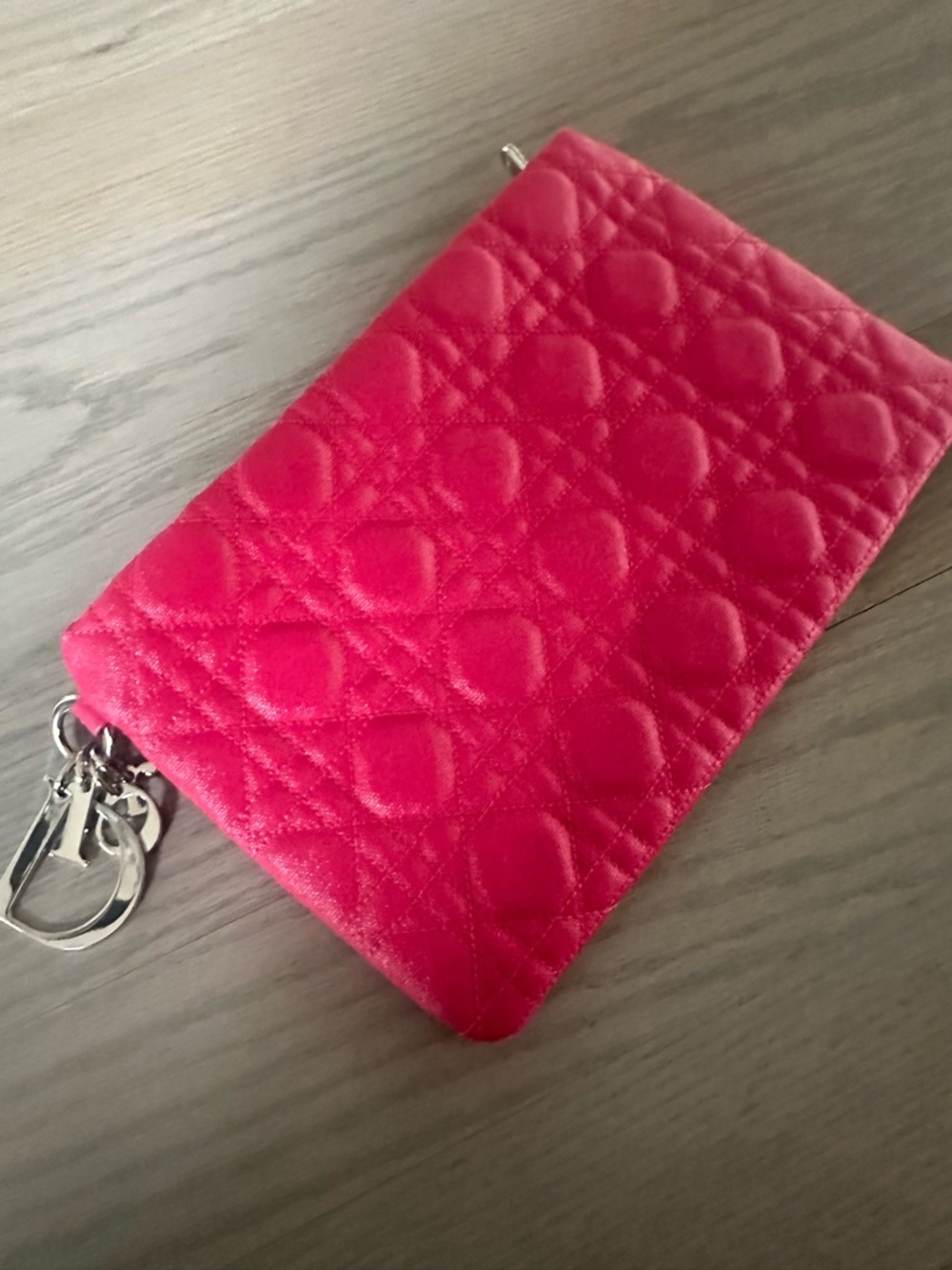 Dior Hot Pink Quilted Velvet Wristlet